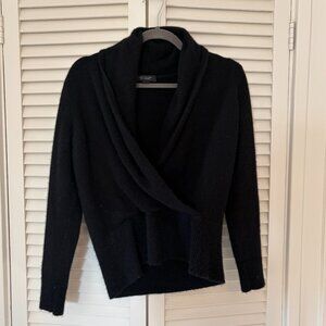 Ann Taylor women's Shawl Collar Wrap Sweater large black 100% cashmere
